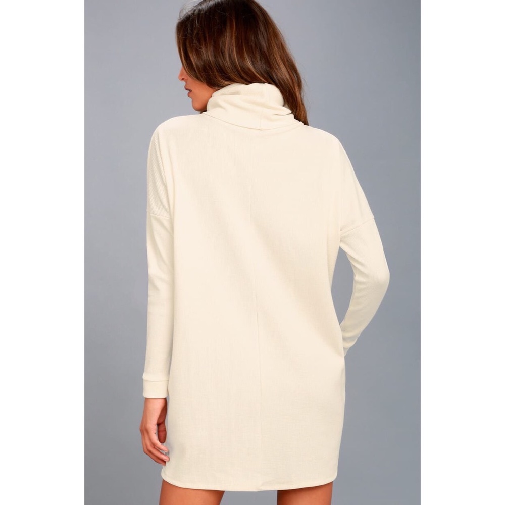 Cream Long Sleeve turtleneck dress - Picture 3 of 9